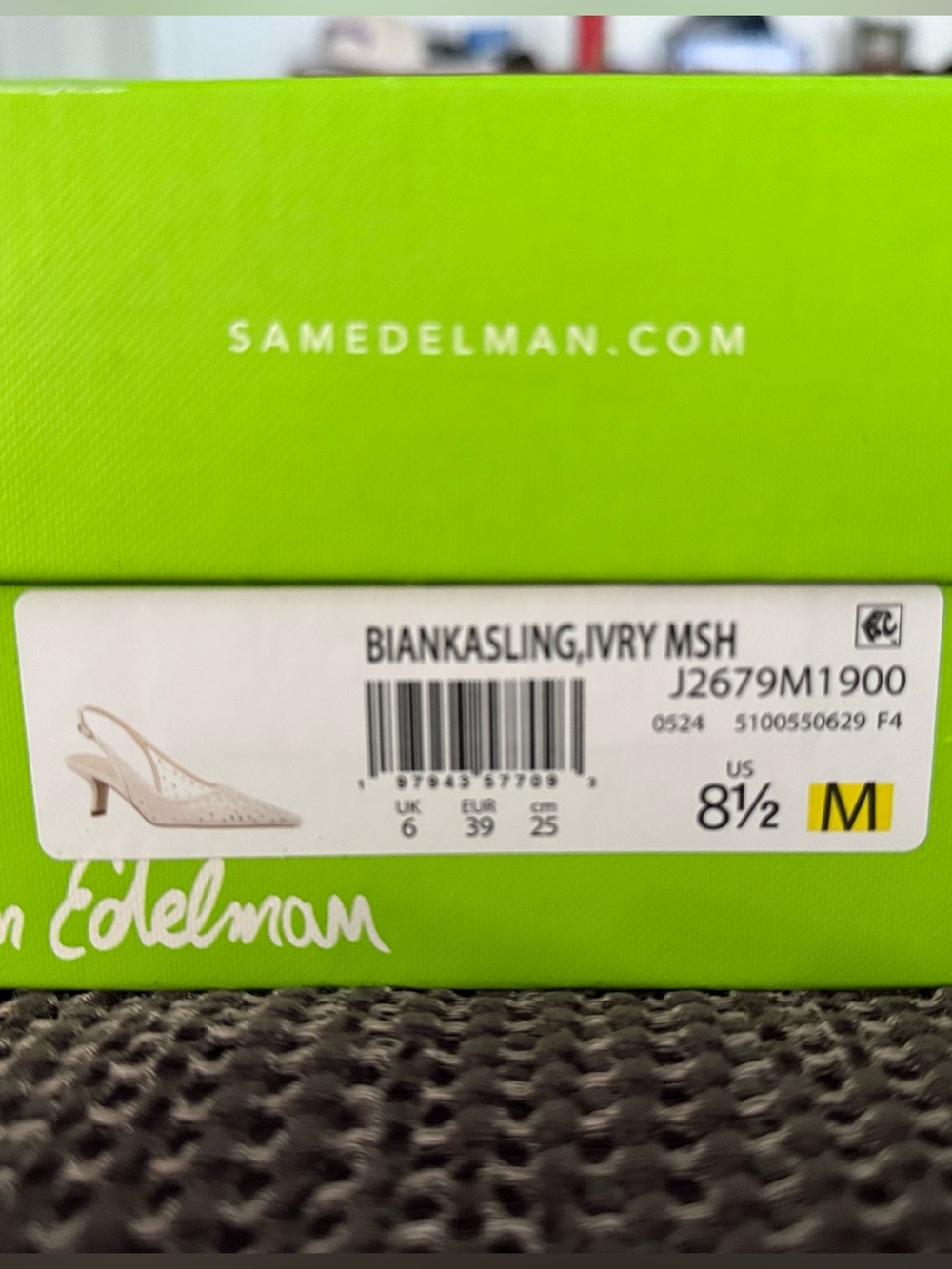 Sam Edelman “Bianka” pearl rhinestone Ivory mesh Slingback Kitten Heels NIB 8.5 - Picture 3 of 8
